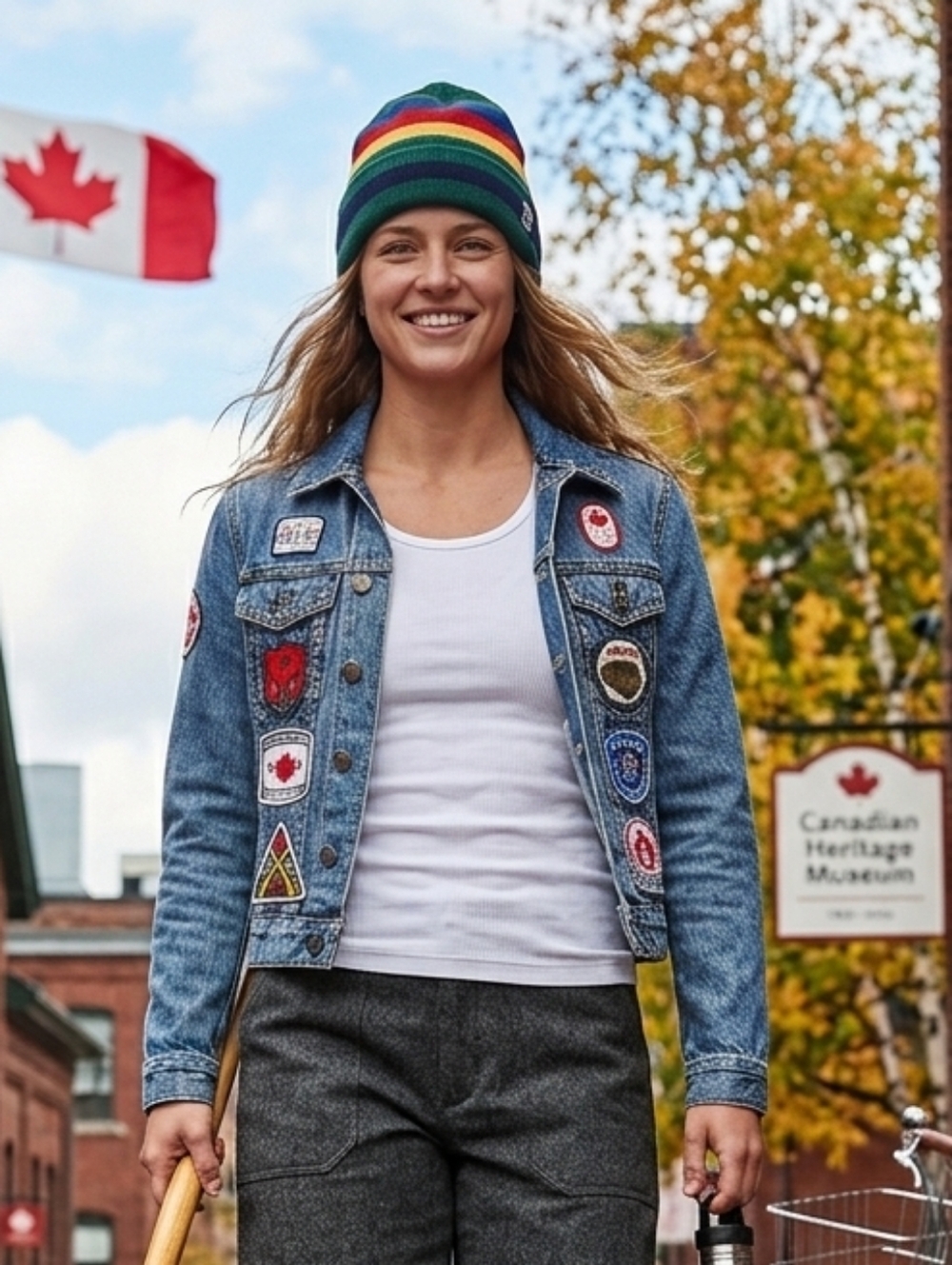 Hudson's Bay Company XS Vintage Y2K Olympics Patchwork Heritage Trucker Jacket